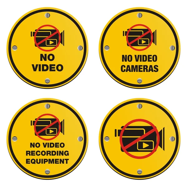 No video recording eqipment signs - cyrcle sign — Stock Vector