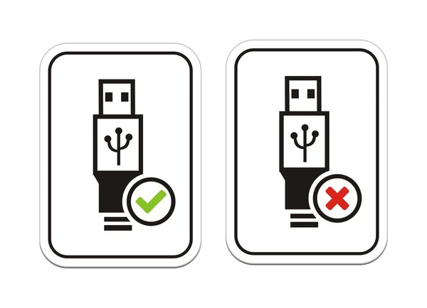 Kullanılabilir USB ve usb değil mevcut belirtileri — Stok Vektör