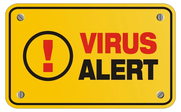 Alerta de vírus sinal amarelo - sinal retângulo — Vetor de Stock
