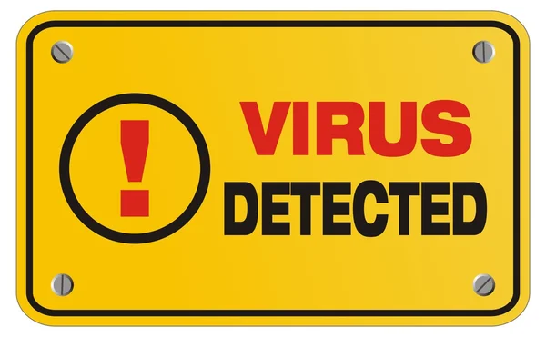 Vírus detectado sinal amarelo - sinal retângulo — Vetor de Stock