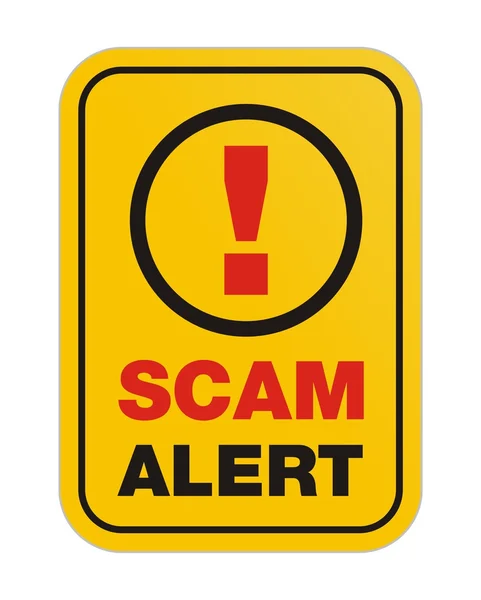 Scam alert yellow sign — Stock Vector