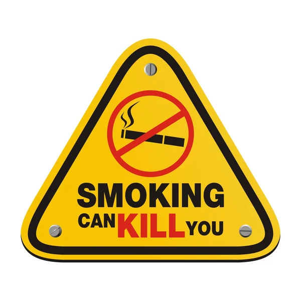 吸烟会杀了你黄色的标志-三角标志 — 图库矢量图片