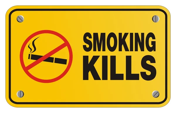 Kouření zabíjí žluté znamení - znamení obdélník — Stockový vektor