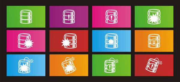 Database crash rectangle metro style icon sets