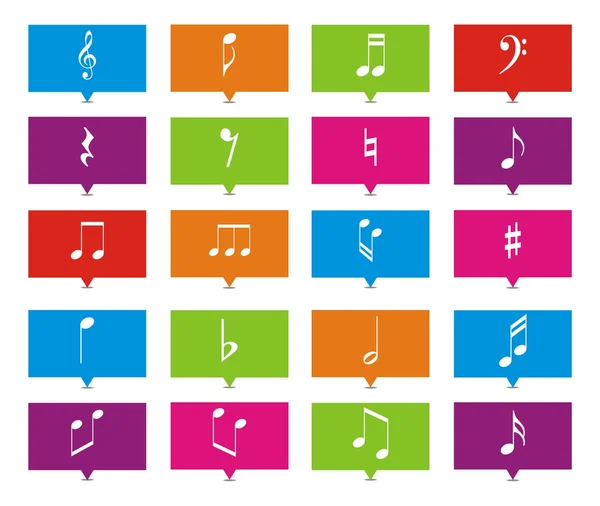 Notes de musique pointeurs rectangle — Image vectorielle