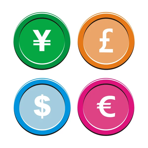 Currency round icon sets — Stock Vector