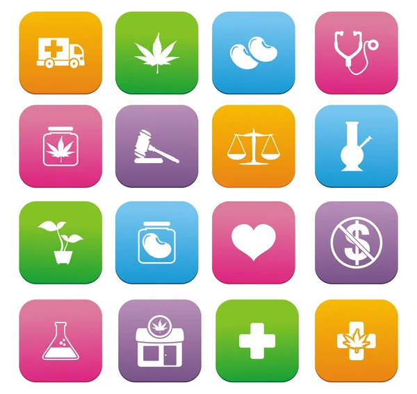 Medical marijuana icons - flat style icons — Stock Vector