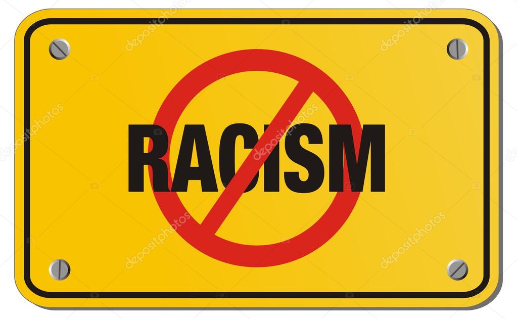 Anti racism sign - yellow signs