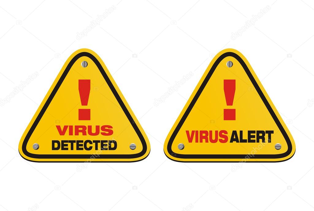 Virus alert yellow sign - triangle sign