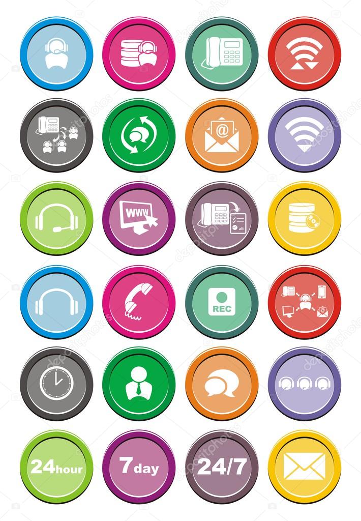 Call center round icon sets