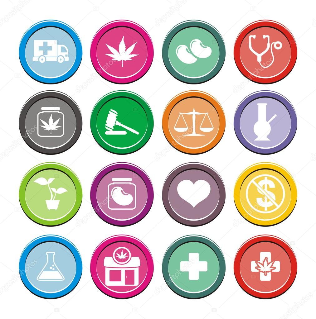 Medical marijuana icons - round icons