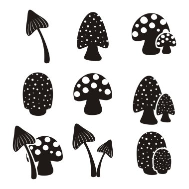 Mushroom pictogram sets clipart