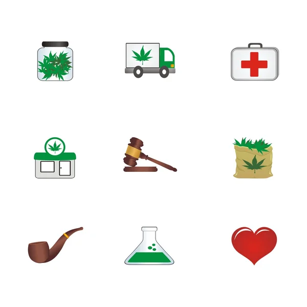 Iconos del cannabis medicinal — Vector de stock