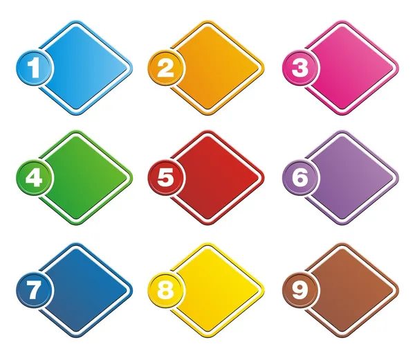 Cadres colorés 1-9 étapes — Image vectorielle