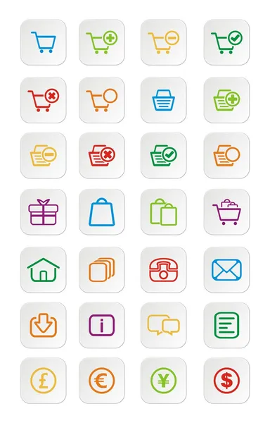 Ícones coloridos de comércio eletrônico —  Vetores de Stock
