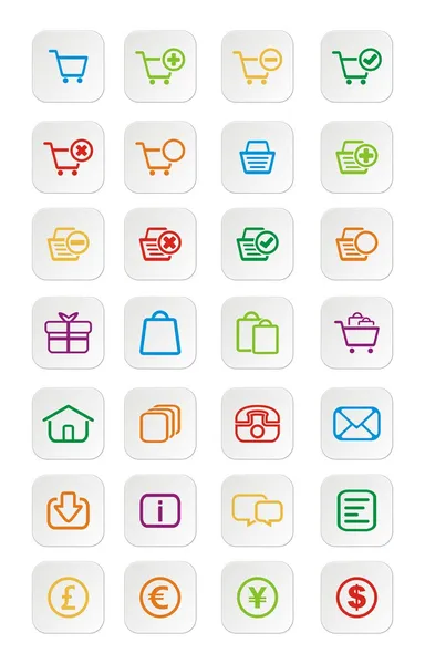 カラフルな e コマースのアイコン — ストックベクタ
