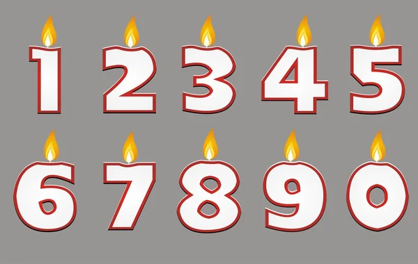 Number candle with red outline — Stock Vector