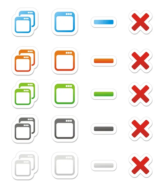 Maximaliseren minimaliseren stickers — Stockvector