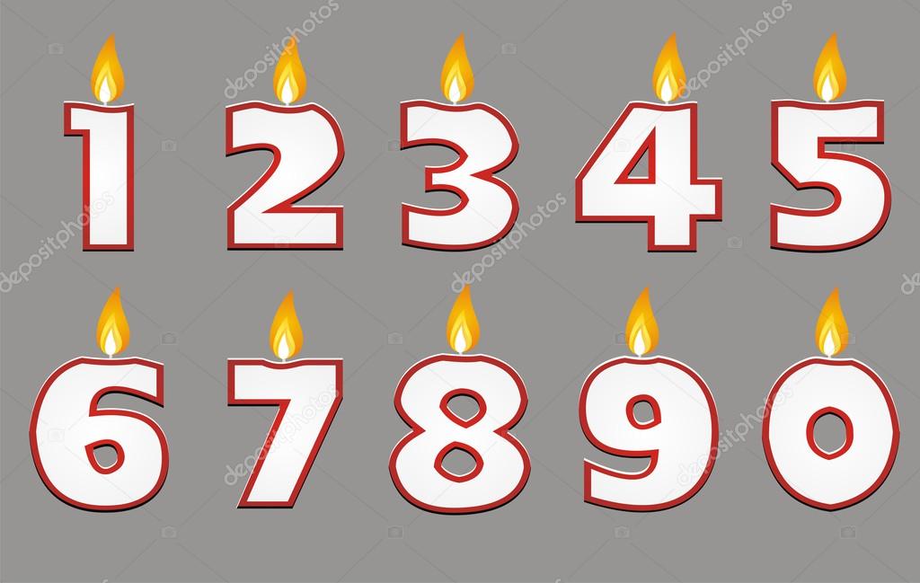 Number candle with red outline