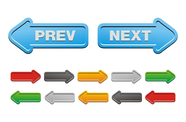 Précédent et suivant boutons - boutons fléchés — Image vectorielle