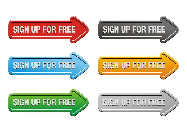 Inscrivez-vous pour les boutons gratuits - boutons fléchés — Image vectorielle