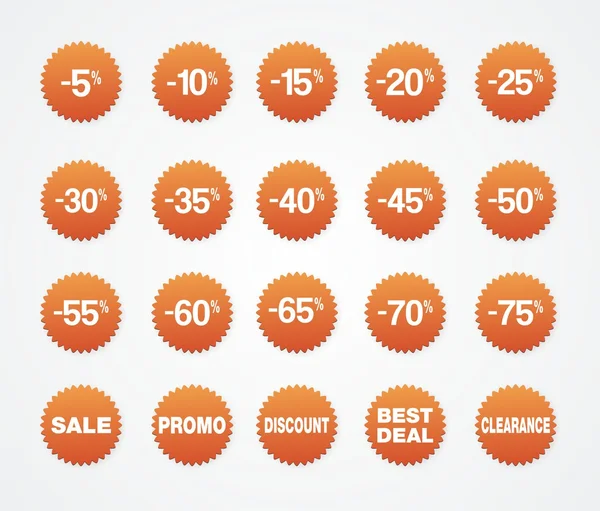 Sticker vente, escompte, dédouanement, meilleure affaire, promo — Image vectorielle