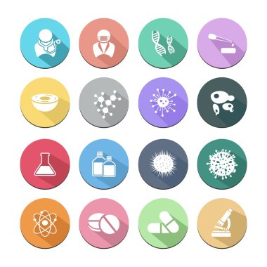 Gölge - top simgeleri ile biyoteknoloji düz simgesi