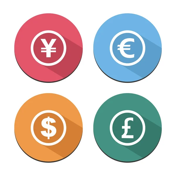 Moneda icono plano con sombra - iconos de bola — Vector de stock