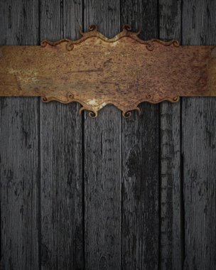 ahşap doku paslı plaka