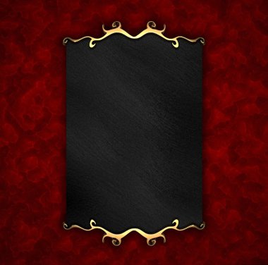 kırmızı bir arka plan siyah plaka ve altın trim ile