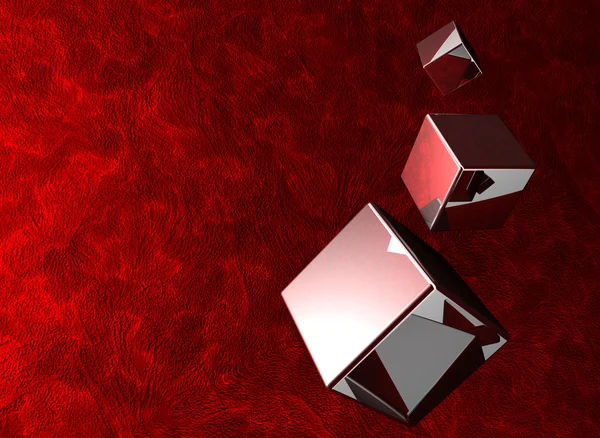 抽象的な 3 d キューブ、豊かな深い赤の背景 — ストック写真