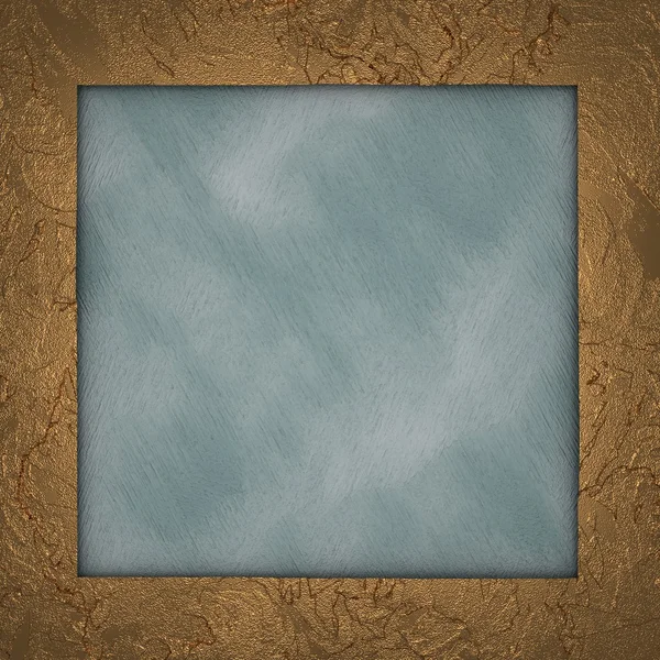 Gouden frame met abstracte blauwe achtergrond — Stockfoto