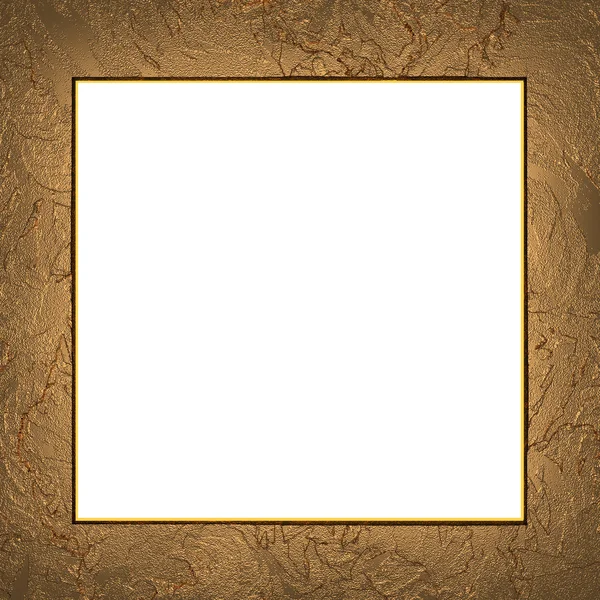 Złota rama ze białe tło — Zdjęcie stockowe