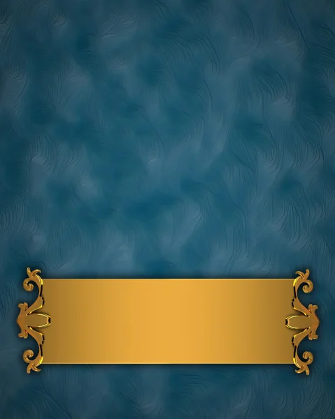 Blauer Hintergrund mit goldenem Band und Muster an den Rändern — Stockfoto