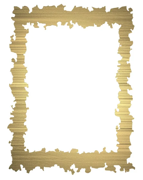 Grunge izole altın çerçeve beyaz arka plan — Stok fotoğraf