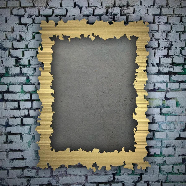 Gouden frame op de muur — Stockfoto