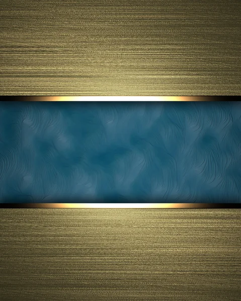Guld bakgrund med blå textur stripe layout — Stockfoto