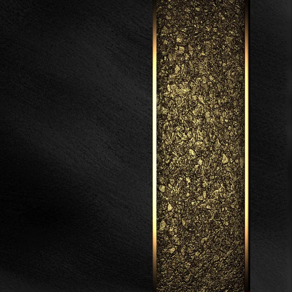 Schwarzer Hintergrund mit goldenem Texturstreifen-Layout — Stockfoto