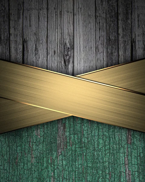 Dřevo textury pozadí s zlaté pásmo — Stock fotografie