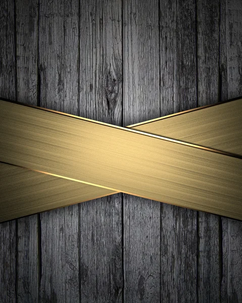 Trä textur bakgrund med gyllene band — Stockfoto