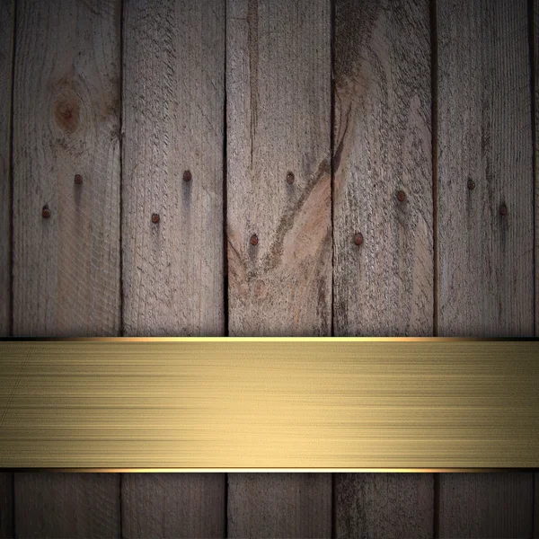 Wood Background dengan Golden Band. Templat desain — Stok Foto
