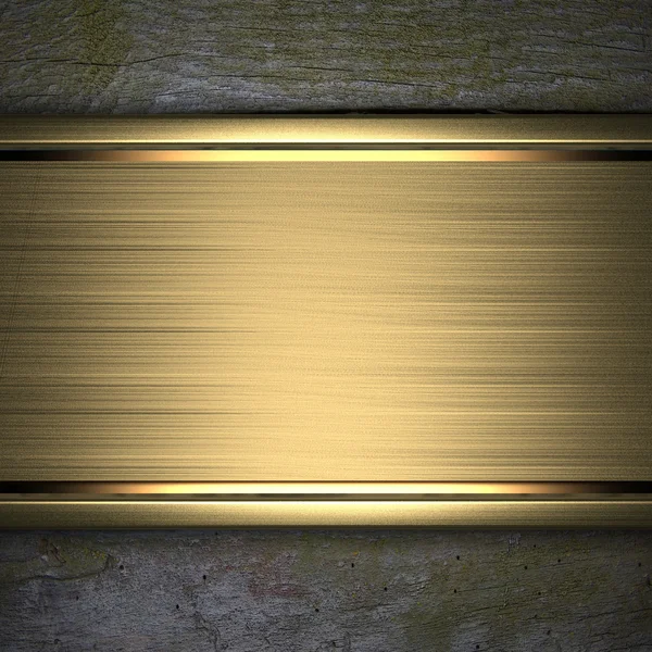 Gold strip on a wooden background. Design template — Stock Photo, Image