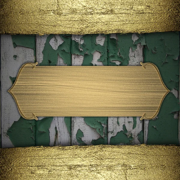 Yeşil ahşap arka plan doku altın şerit düzeni ile — Stok fotoğraf