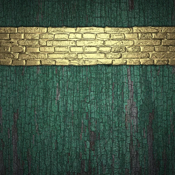 En trä bakgrund med en guld stripe konsistens av tegel — Stockfoto