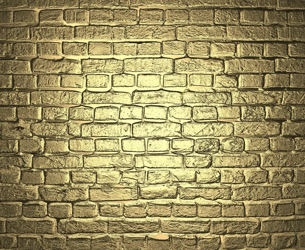 Gold background. Brick wall. Design template — Stock Photo, Image