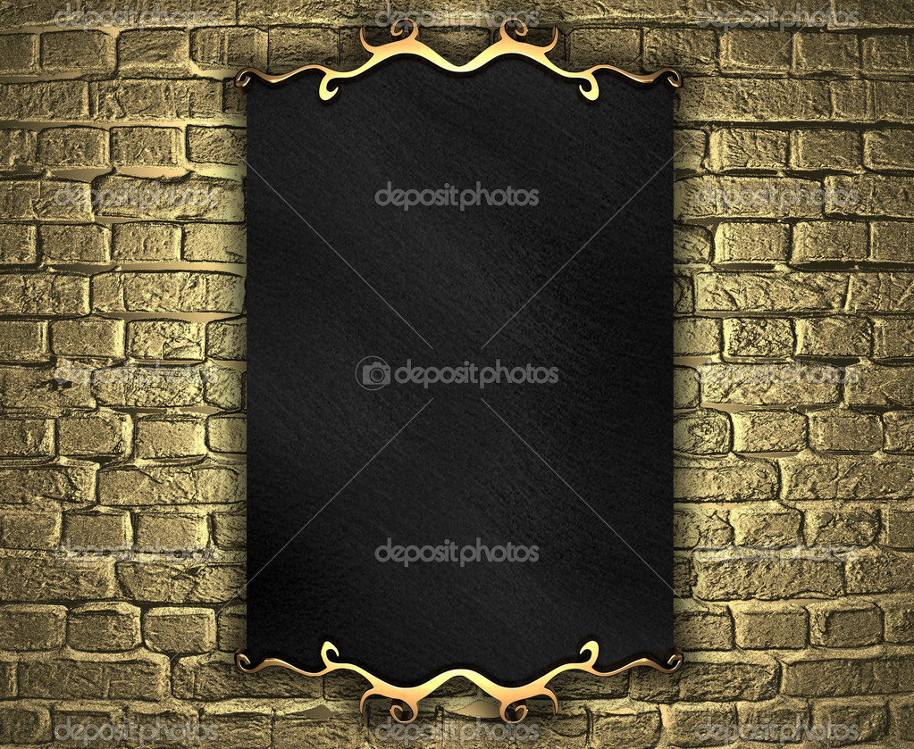 Golden Brick Wall With Black Nameplate Design Template Larastock