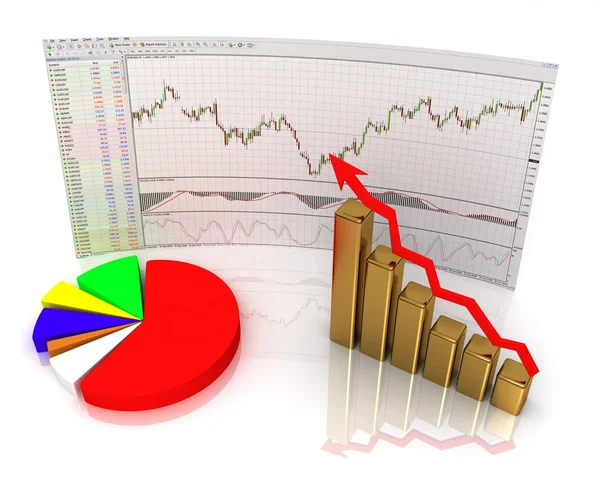 Grafico, grafico (che mostra la crescita dei ricavi ) — Foto Stock