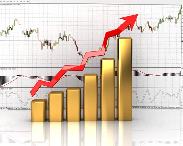 Graphique, diagramme (montrant la croissance des revenus) ) — Photo