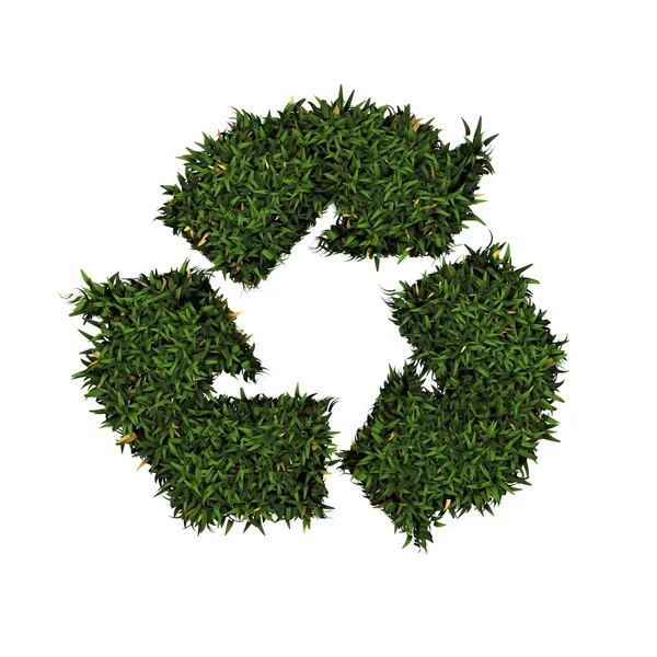 Recycle logo, drawn from grass. — Stock Photo, Image