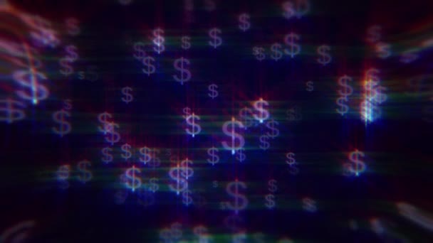 Sinais de dólar iridescente — Vídeo de Stock